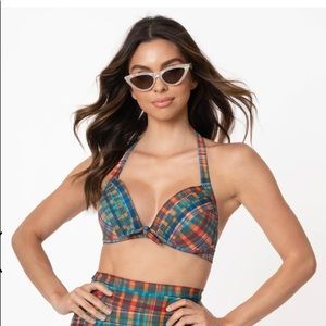 Unique Vintage Style Plaid Bikini